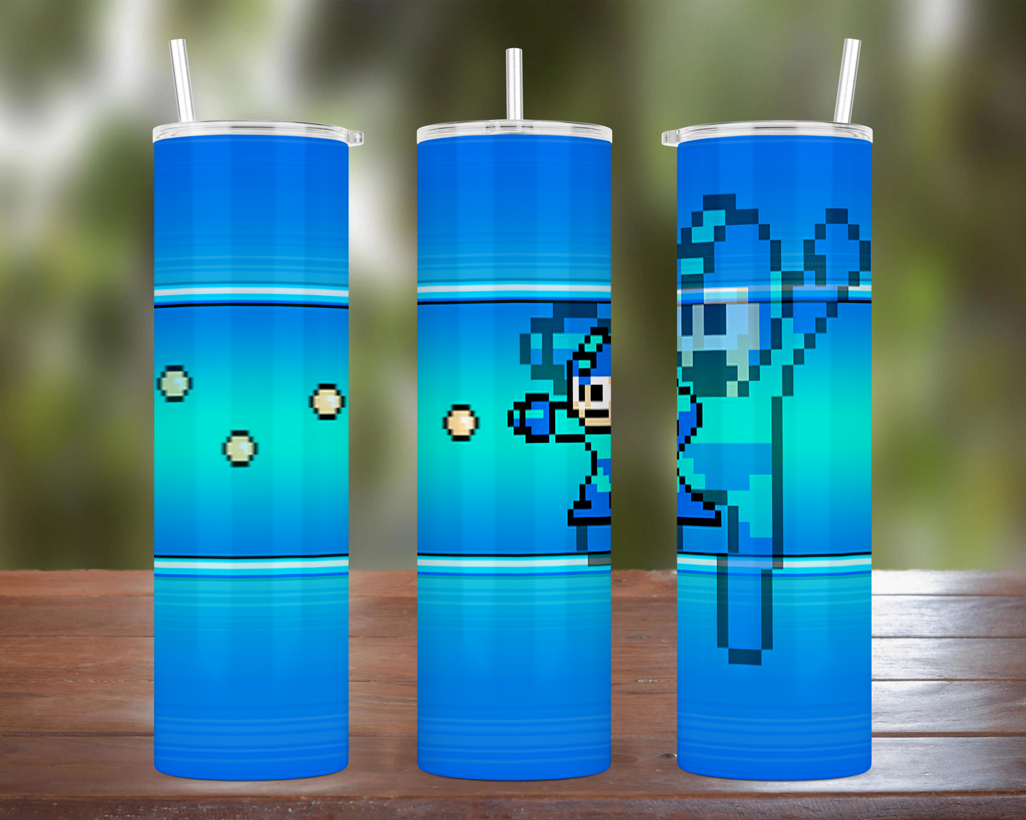 Pixel Mega Man Shooting Tumbler