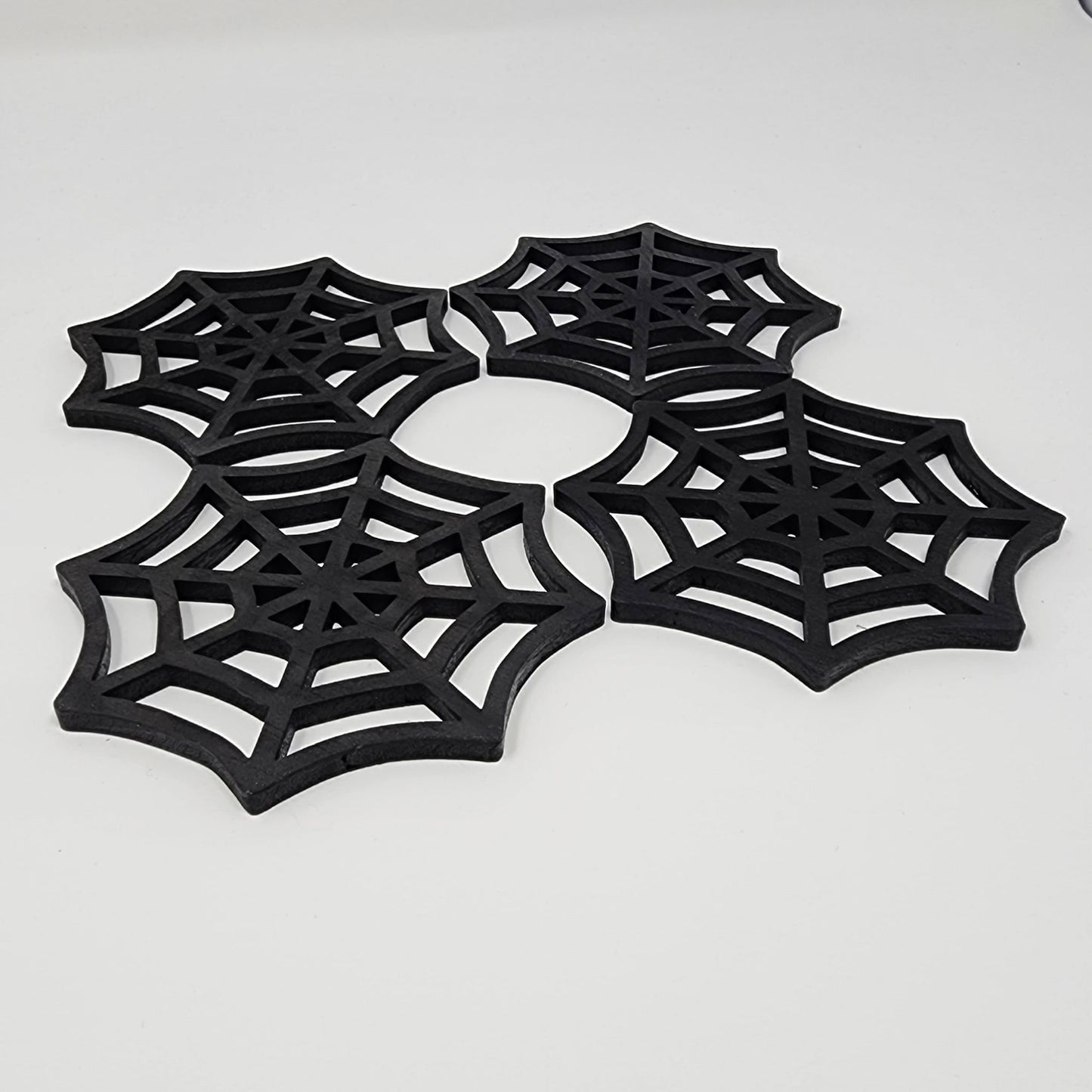 Spiderweb Wooden Coasters Set