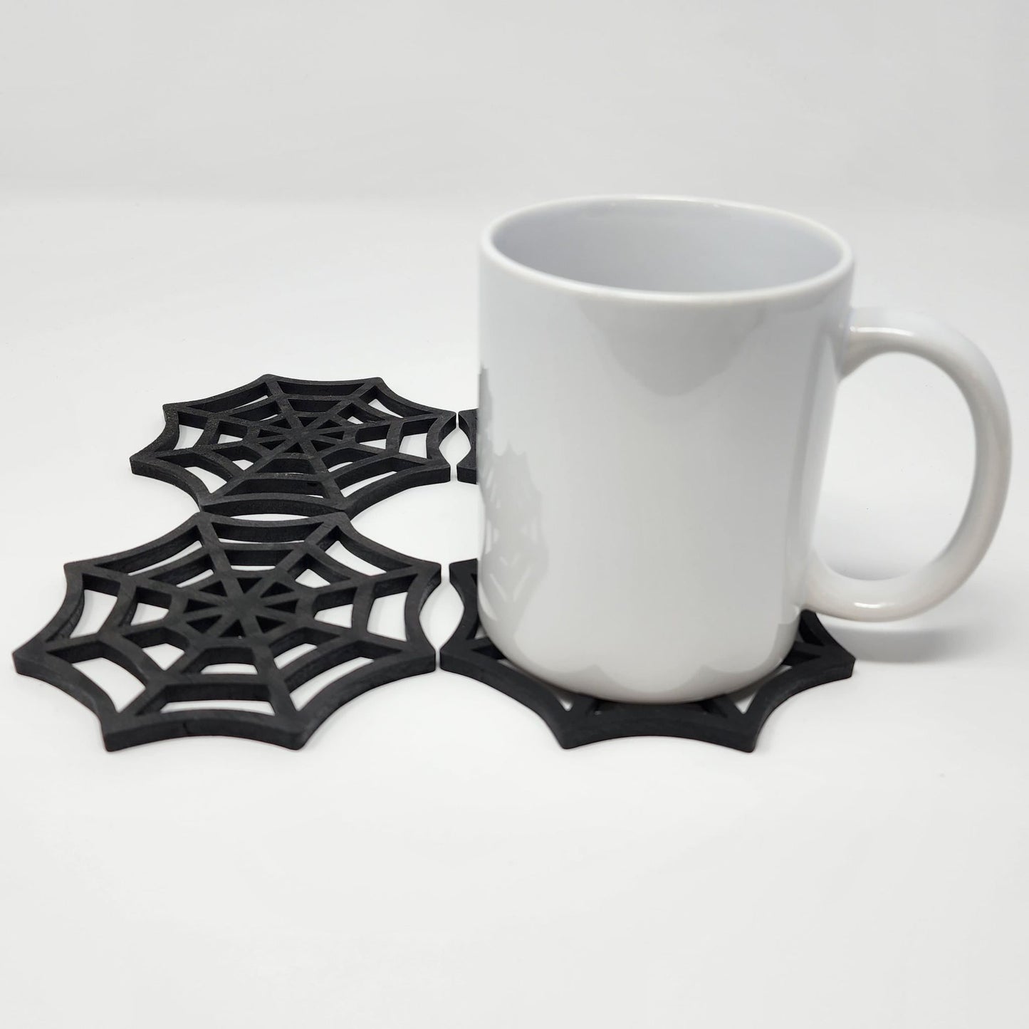 Spiderweb Wooden Coasters Set